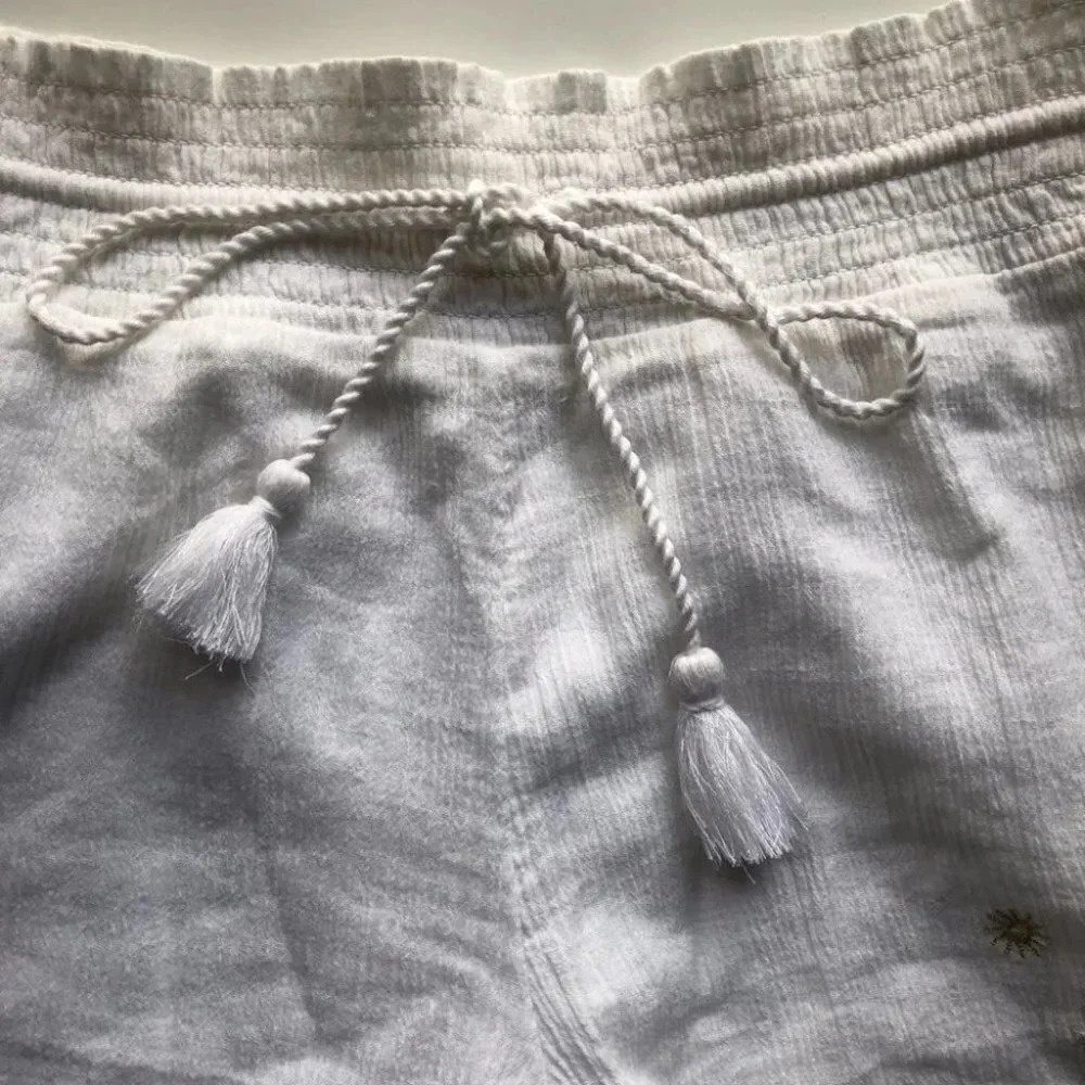 J. Crew Gold Embroidered Mosaic Cotton Tie-Front Elastic Shorts Size 2 - Picture 4 of 8